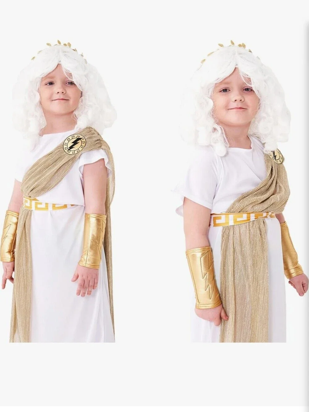 Child Greek Goddess Costume with Gold Trim (Wig Not Inclded)